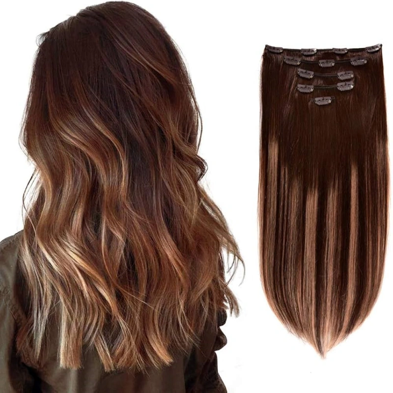 18 ultra seamless clip in hair extensions dark blonde frost