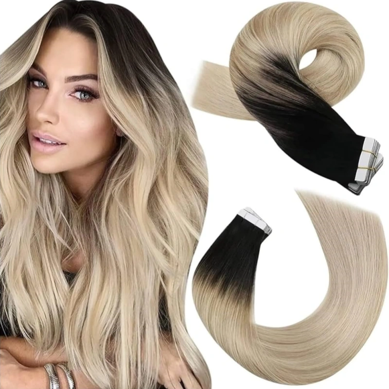 black to blonde tape in hair extensions