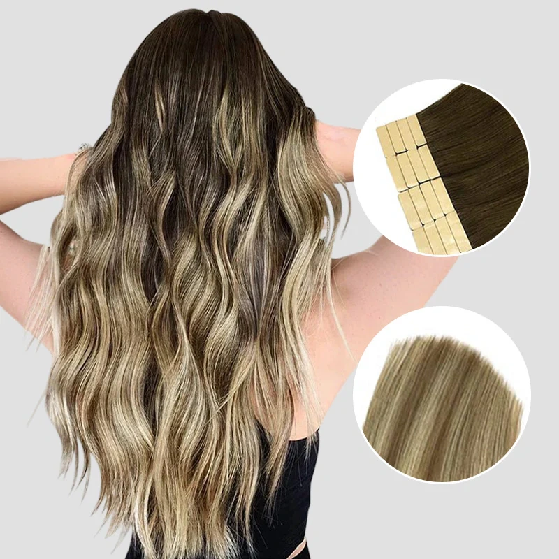 blonde balayage tape in extensions