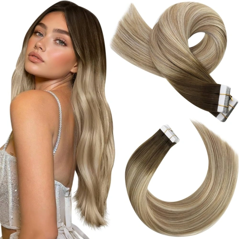brown to blonde ombre tape in extensions