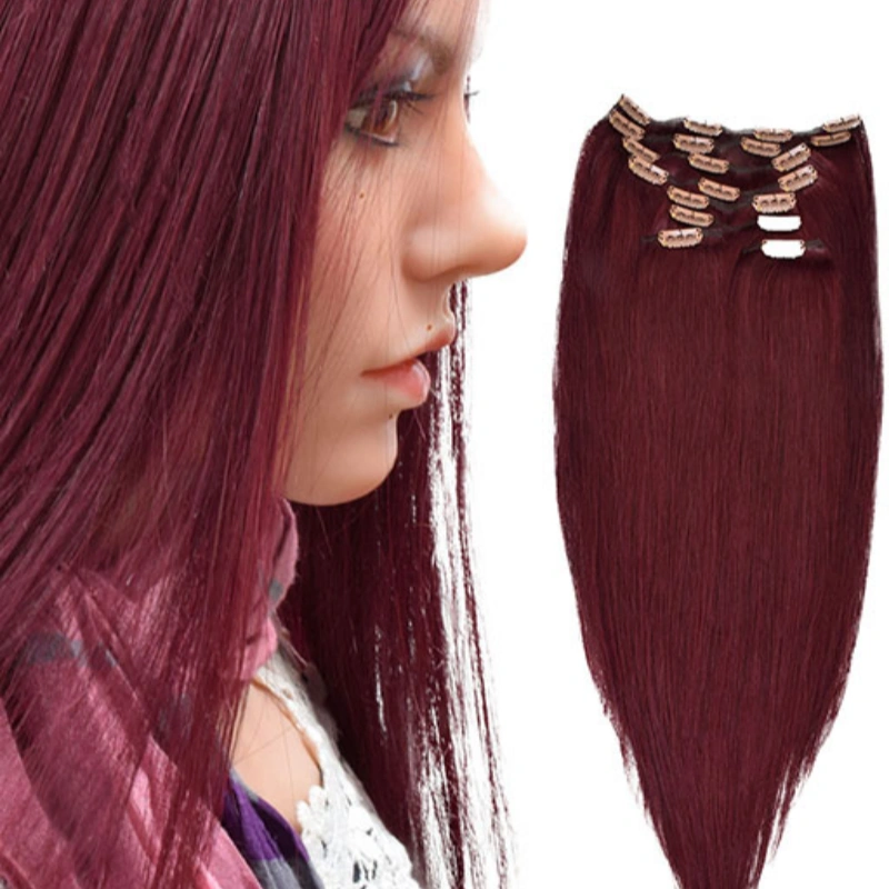 clip in dark red hair extensions