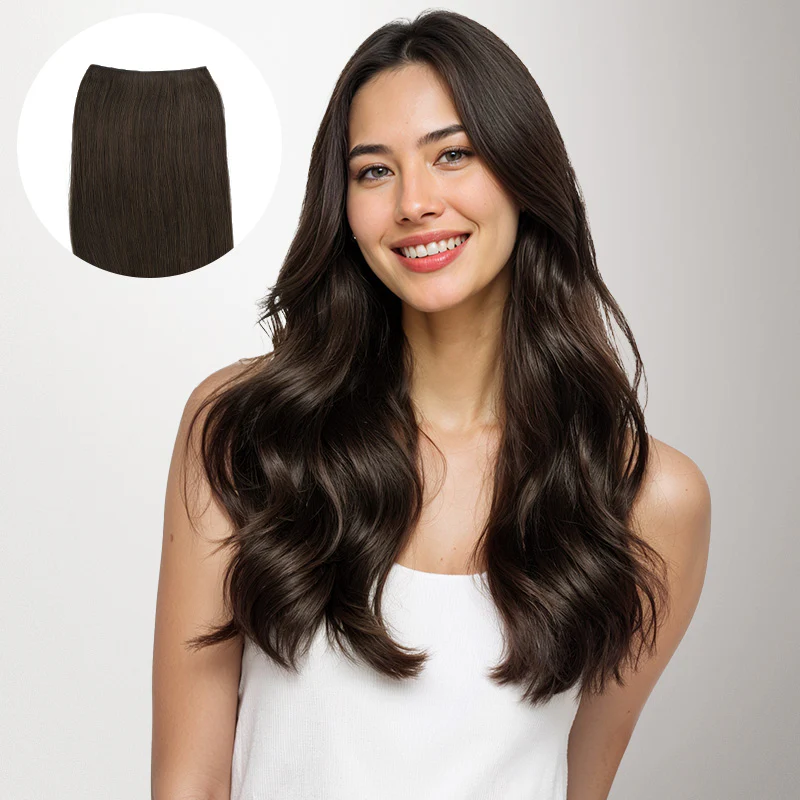 dark brown tape in hair extensions