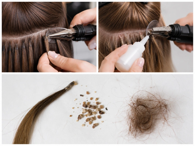 fusion extension removed with shed hair and bond residue