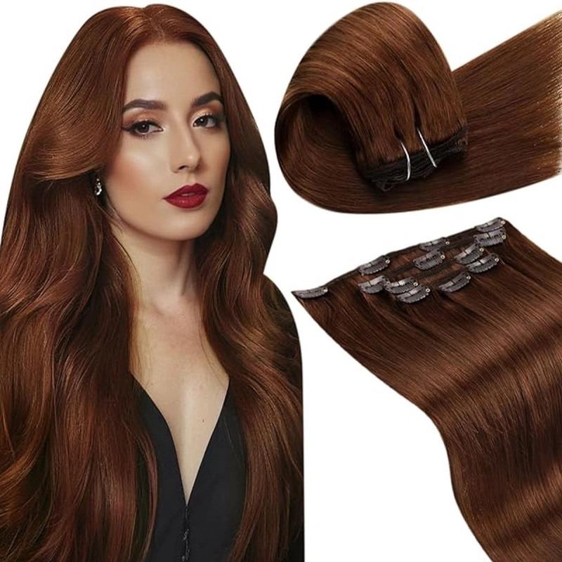 red brown clip in hair extensions
