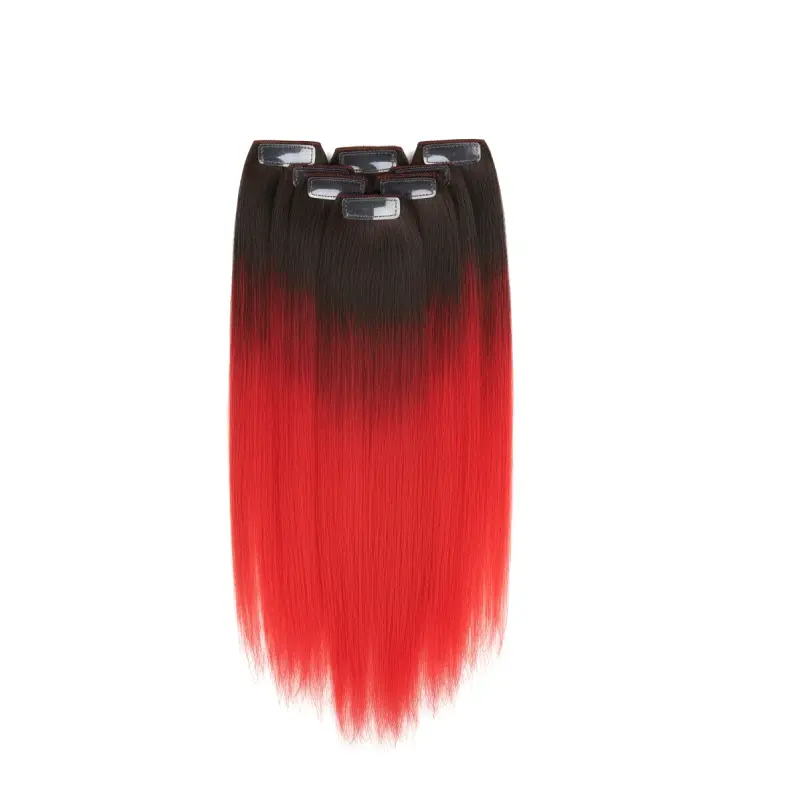 red ombre tape in hair extensions