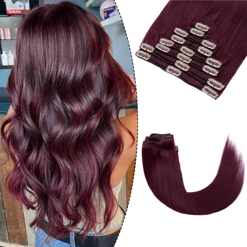 red wine clip in hair extensions