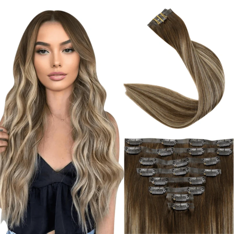 seamless pu clip in hair extensions