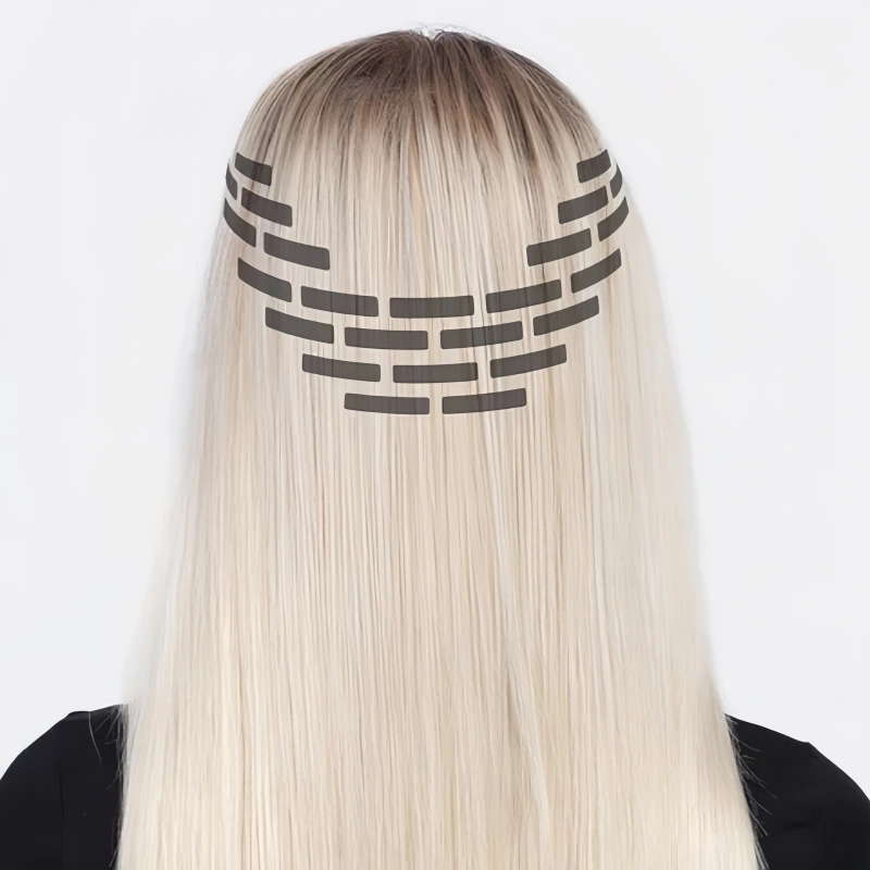 tape in hair extension placement