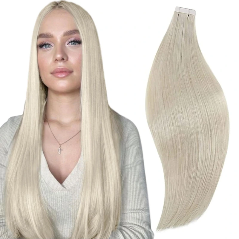white blonde tape in hair extensions