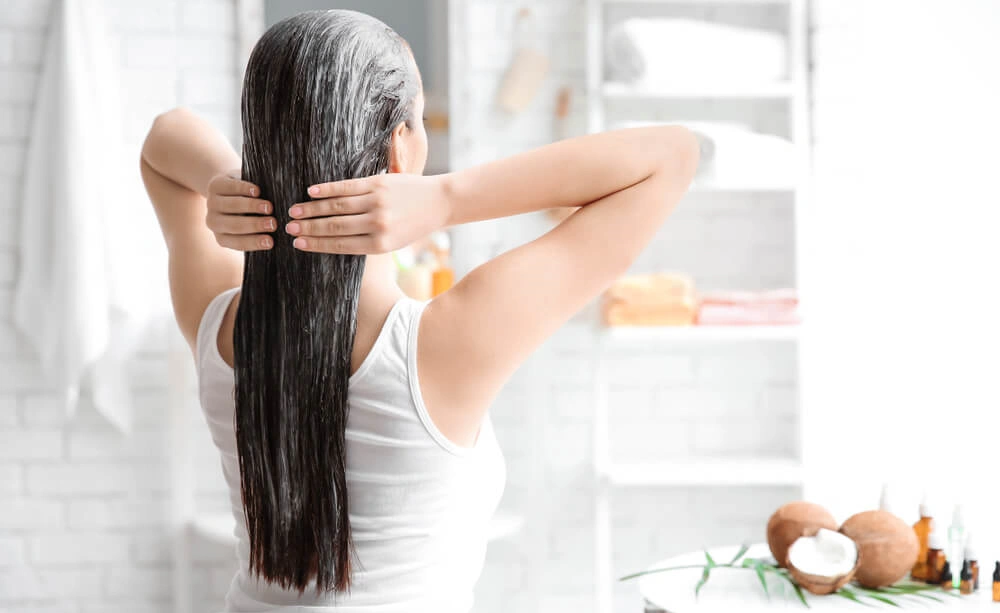 applying conditioner and hair masks
