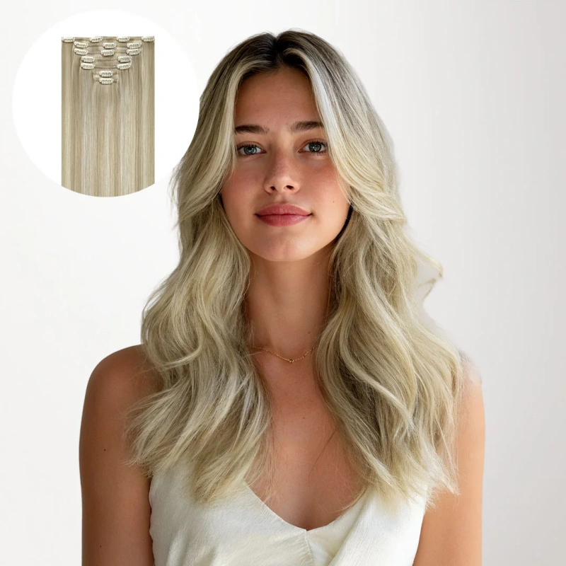 ash blonde clip in hair extensions