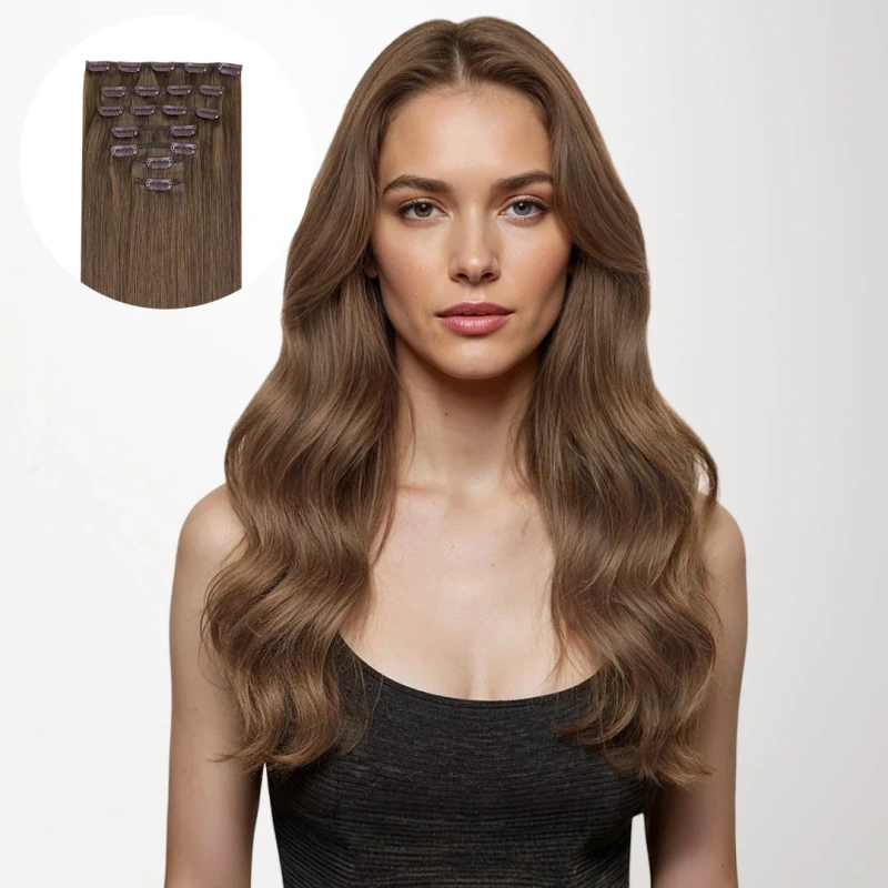 ash brown clip in hair extensions