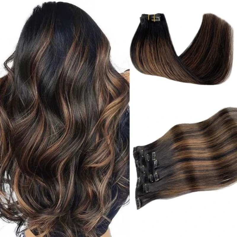 black brown clip in extensions