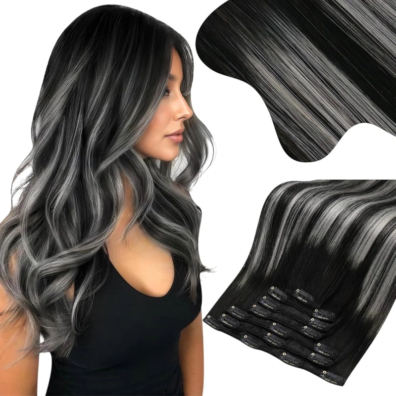 black ombre clip in extensions