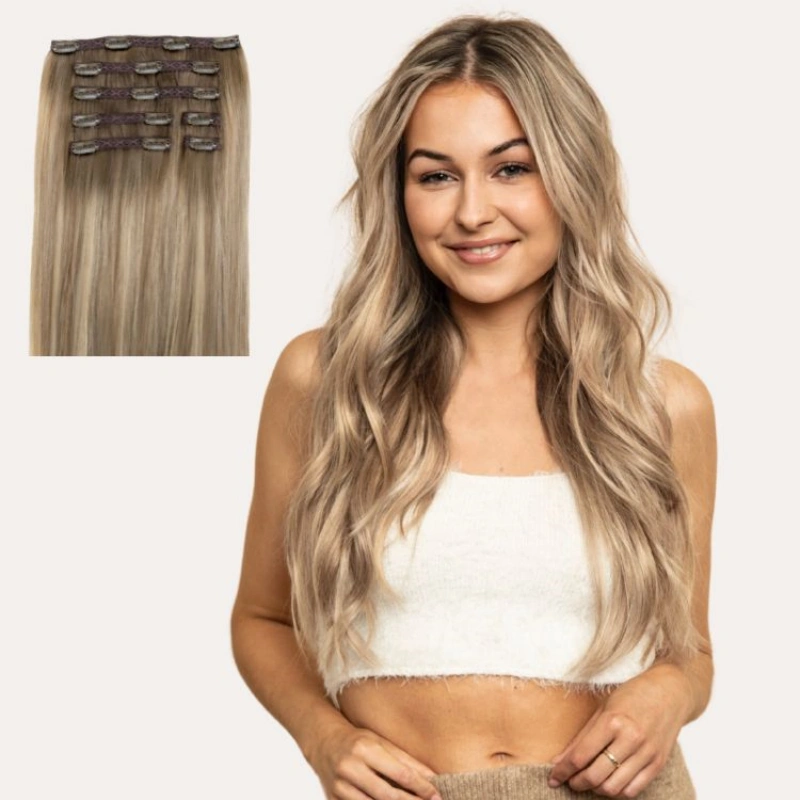 blonde brown clip in hair extensions
