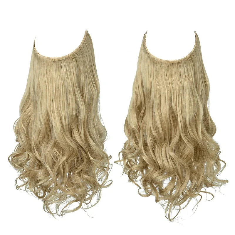 blonde curly halo hair extension
