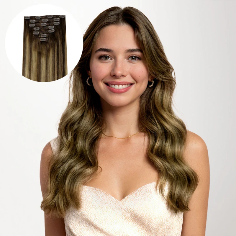 caramel brown clip in hair extensions
