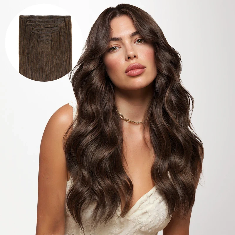 chocolate brown clip in hair extensions