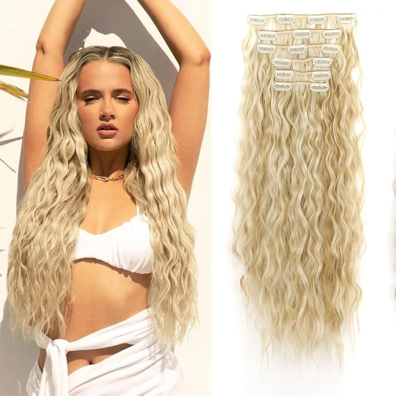 clip in curly blonde hair extensions