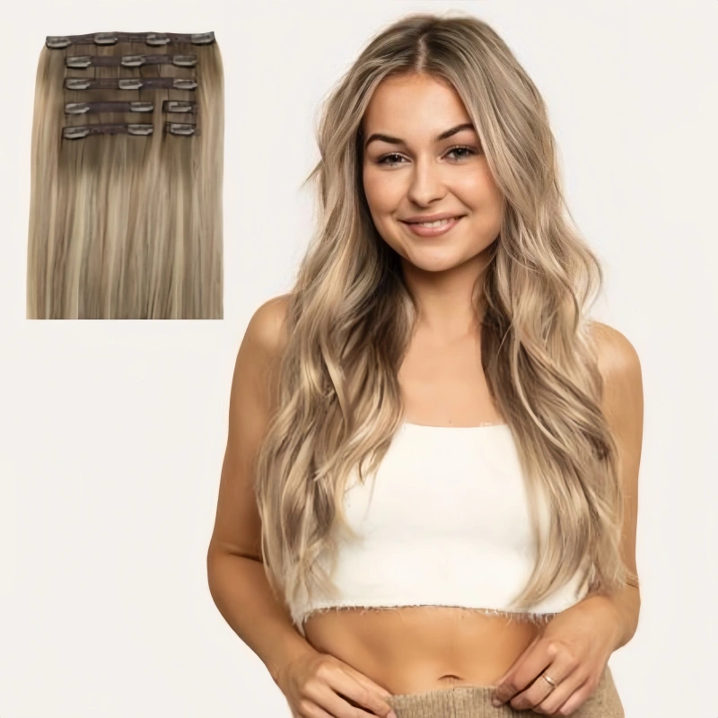 dark blonde clip in hair extensions