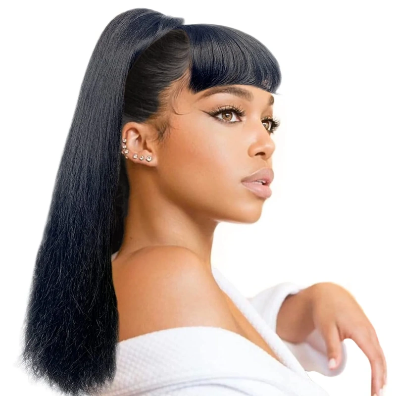 drawstring ponytail with bang