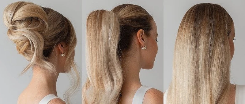 elegant updos with hand tied wefts