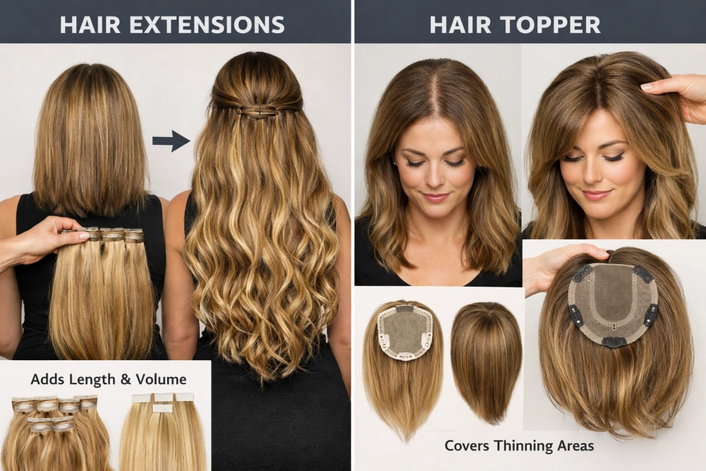 Hair Topper vs Extensions: Which is Best for You? 3 hair extension vs hair topper