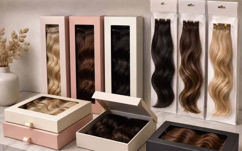 15 Hair Extension Packaging Ideas for Hair Brands & Salons 2 hair extension window boxes and retail packs