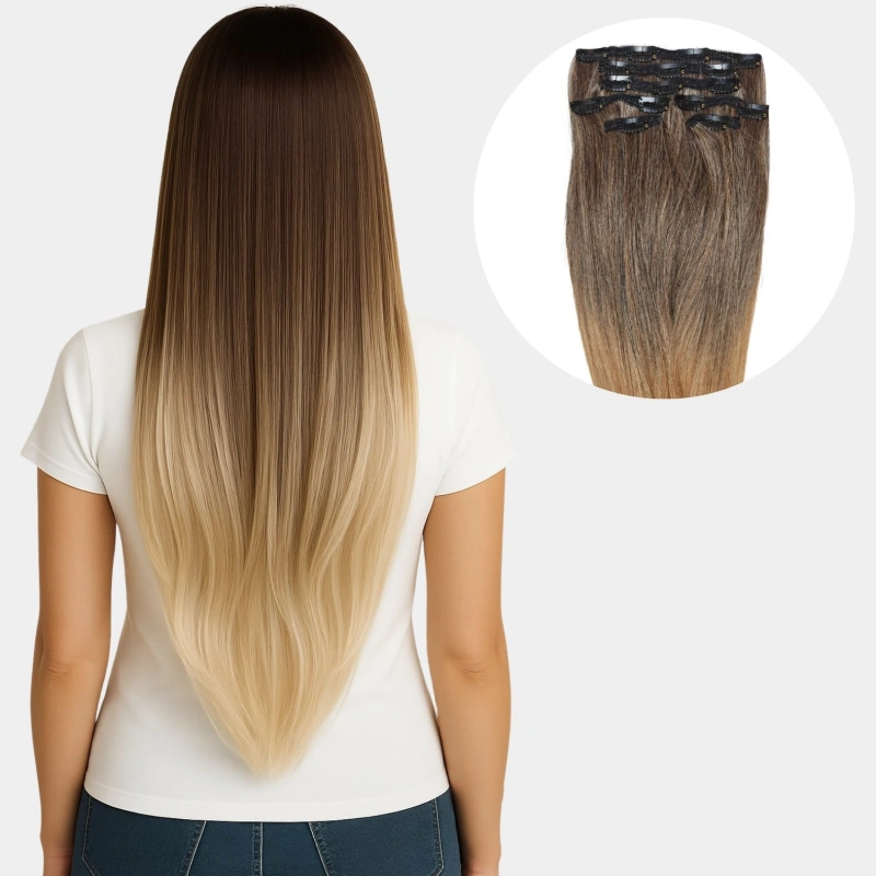 human hair extension blonde clip ombre