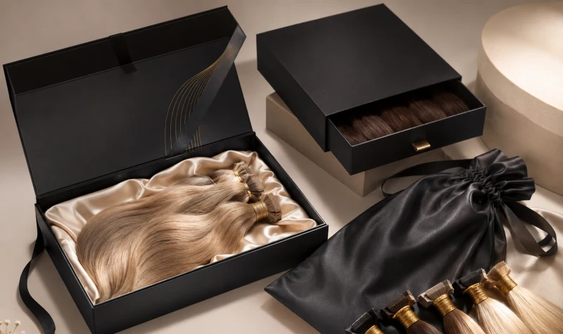 15 Hair Extension Packaging Ideas for Hair Brands & Salons 1 luxury hair extension packaging with rigid boxes