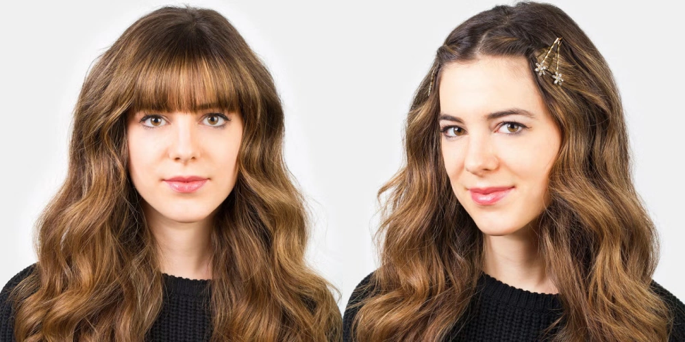 position and secure the bangs