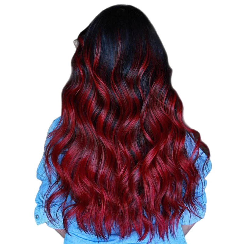 red balayage hair extensions