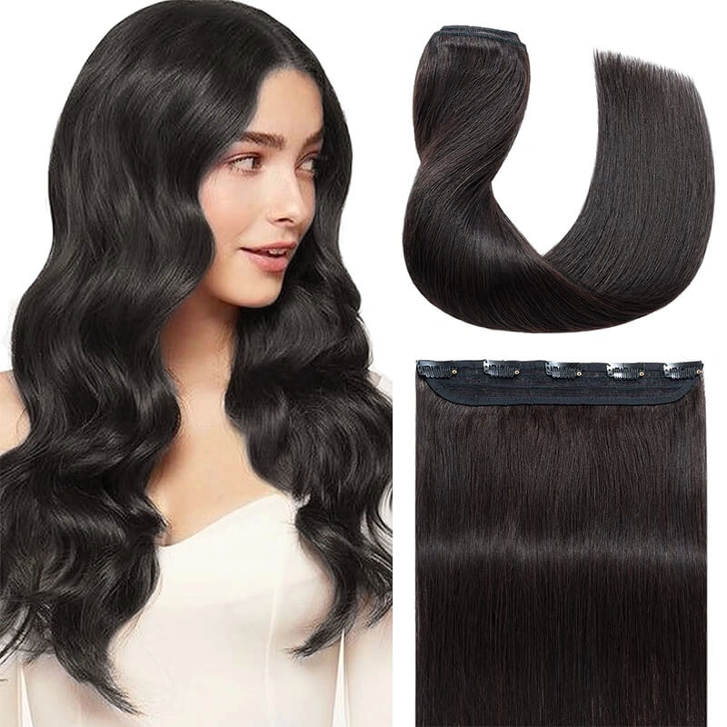 straight black clip in hair extensions