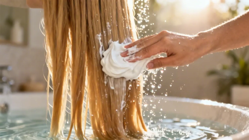 How to Keep Hair Extensions From Tangling: 10 Practical Ways 2 washing hair extensions downward without rubbing or tangling the lengths