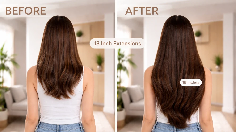 18 inch hair extensions before and after​