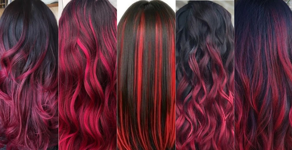 10 Creative Black Hair With Highlights Ideas 3 burgundy on black hair highlights