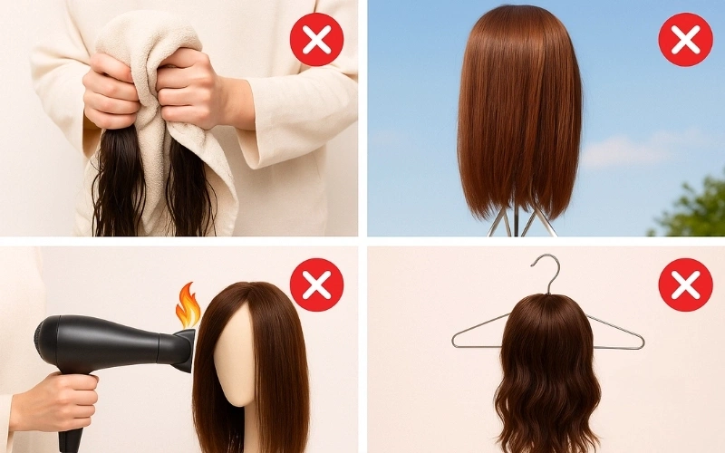 How to Air Dry a Human Hair Topper? 3 common mistakes in hair topper care