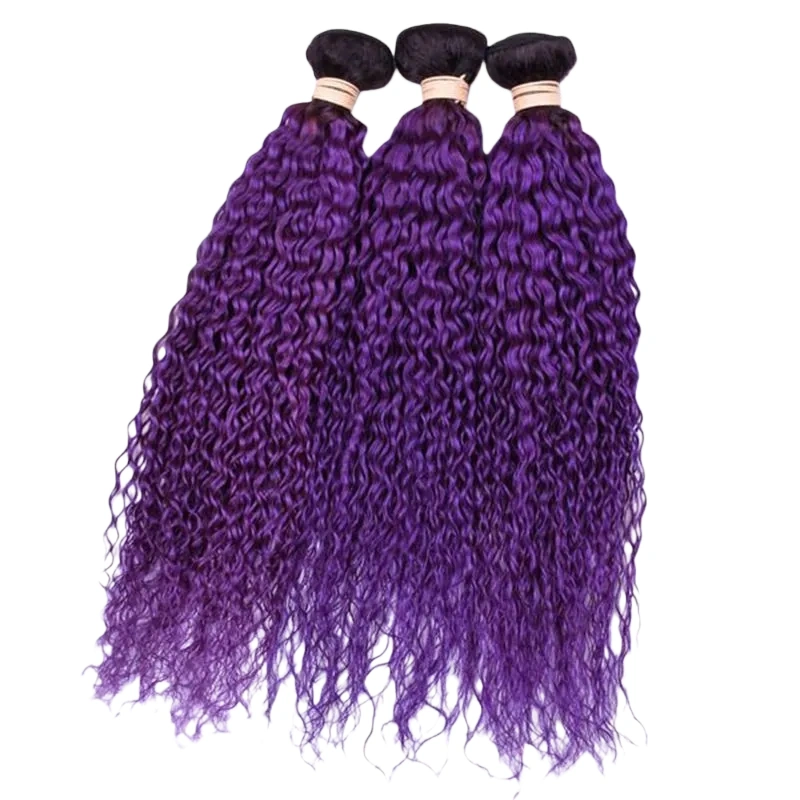 purple curly hair bundles