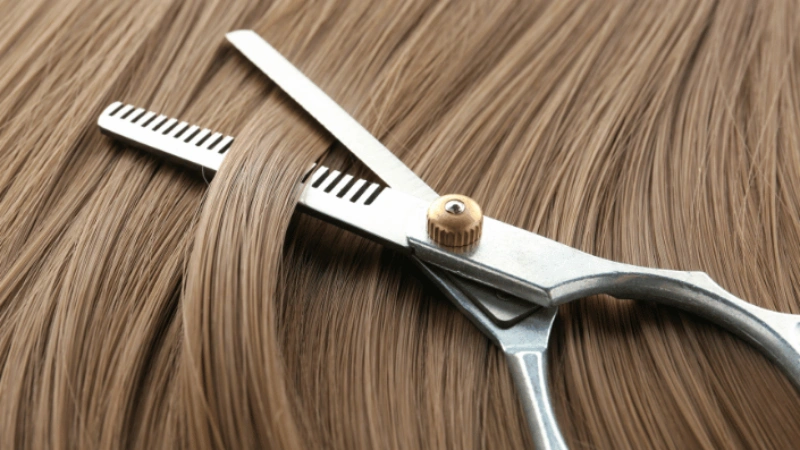 How to Thin Out a Hair Topper ? 2 shearing scissors technique