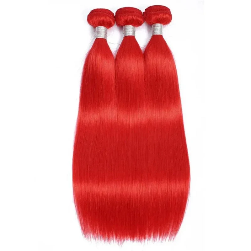 straight red human hair bundles