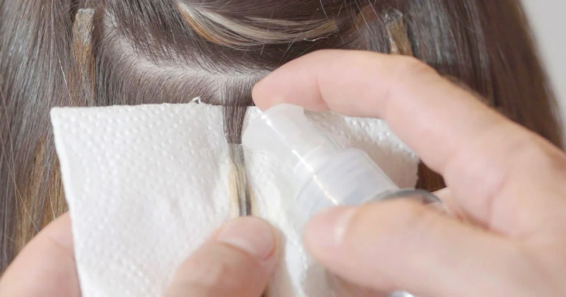How to Remove U Tip Hair Extensions? Step by Step Guide 2 apply keratin bond remover