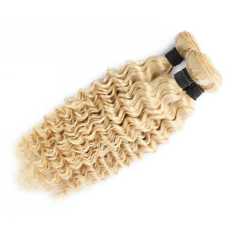 blonde curly human hair bundles