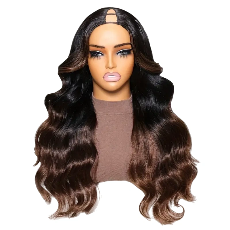 v part clip in wig