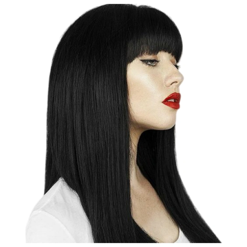 black wig with fringe
