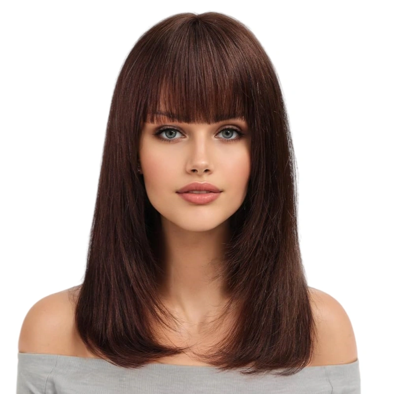 brown wig fringe