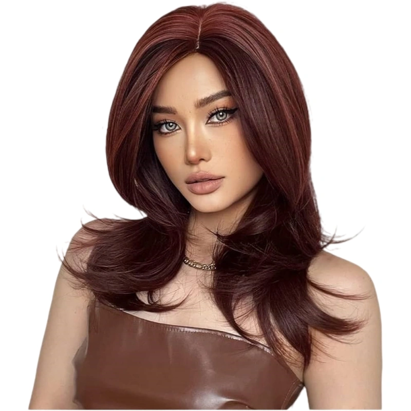 burgundy layered wig