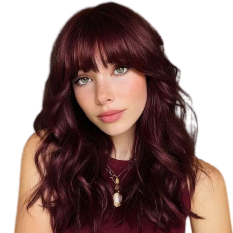 burgundy transparent lace wig
