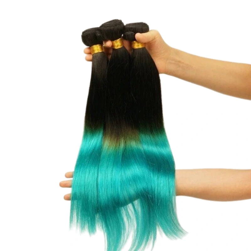 green ombre hair bundles