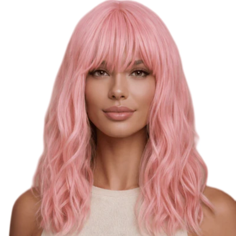 pink layered wig