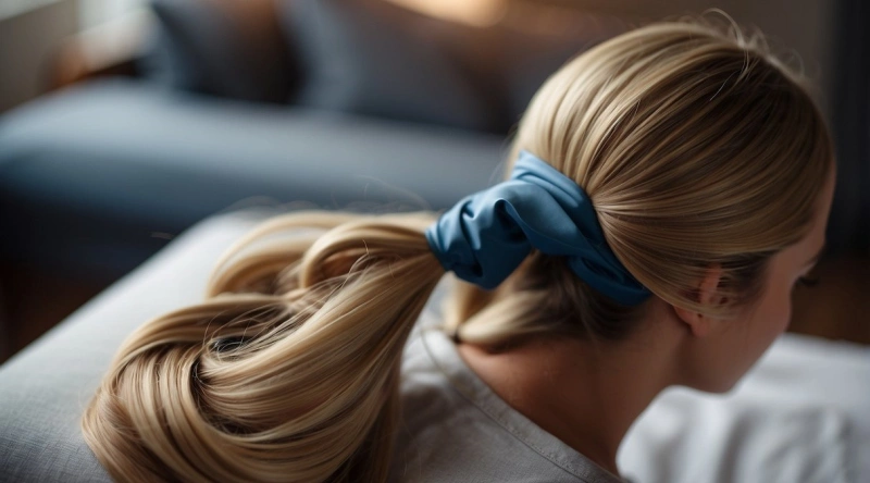 5 Tips for Sleeping With Hand Tied Extensions 2 secure extensions with a loose braid or ponytail